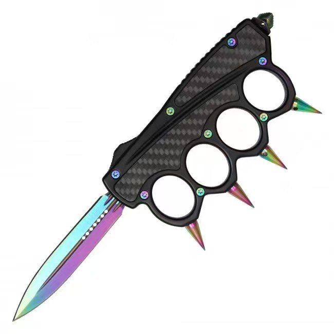 OTF 4"STAINLESS STEEL BLADE 10"OVERALL CARBON FIBER HANDLE WITH SPIKES