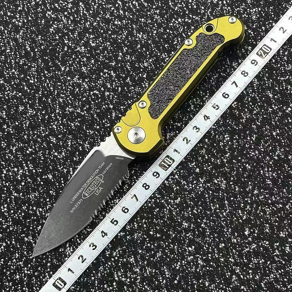 Microtech Tactical Serrated Folding Pocket Knife LUDT Yellow
