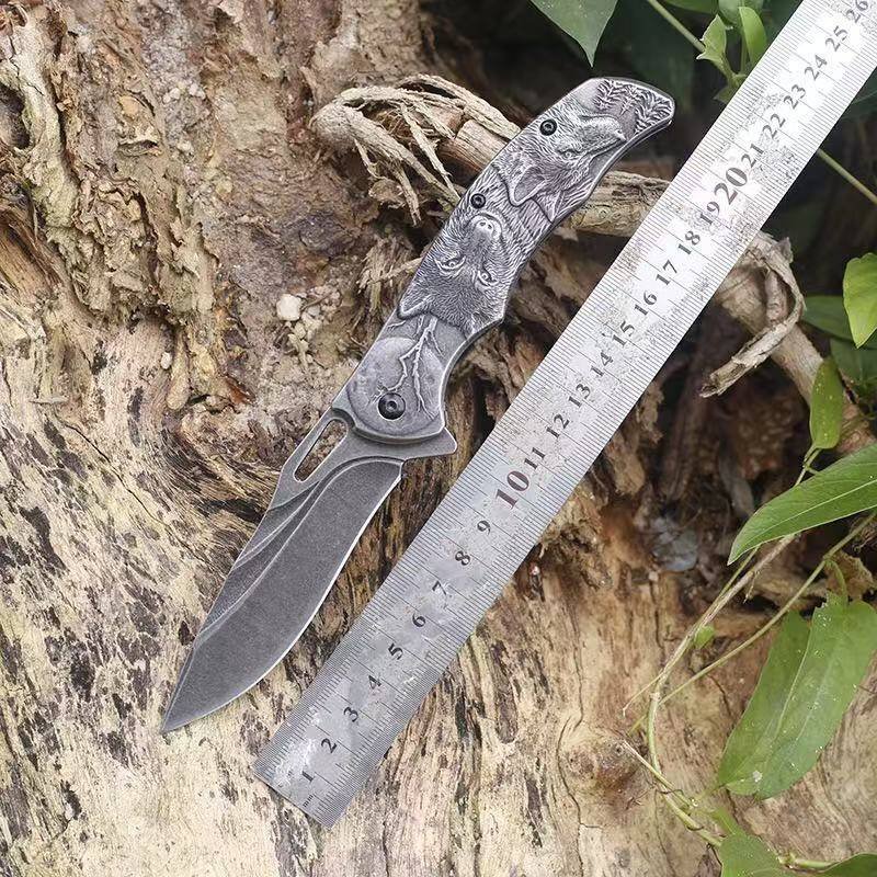outdoor metal folding utility tool steel wolf handle yj230